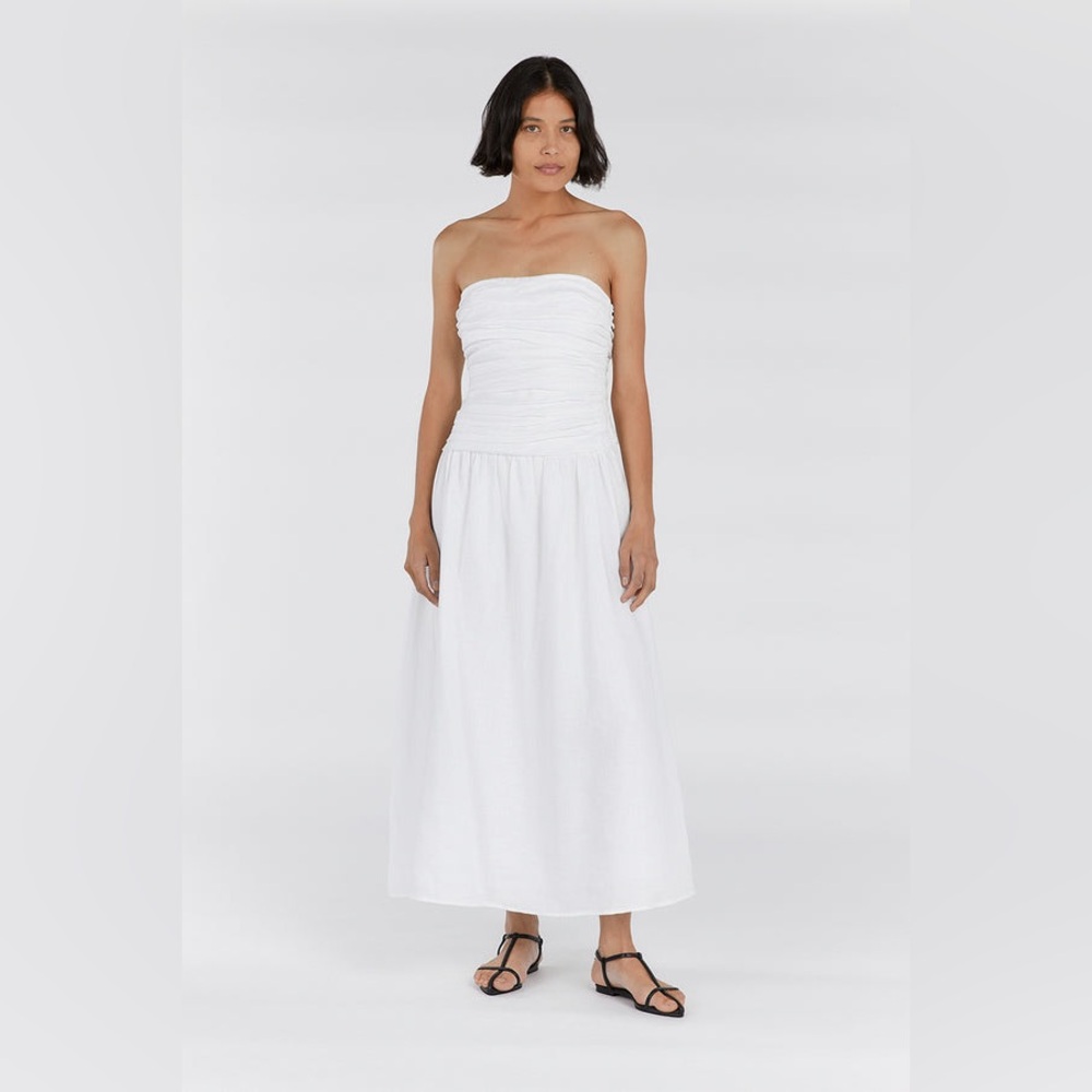 NWT DISSH Catania White Linen Strapless Dress